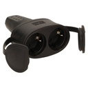 140117-Double rubber plug-in socket with holder, schuko, max. wire cross-section – 2,5mm2, Netherlands and Germany -ORN