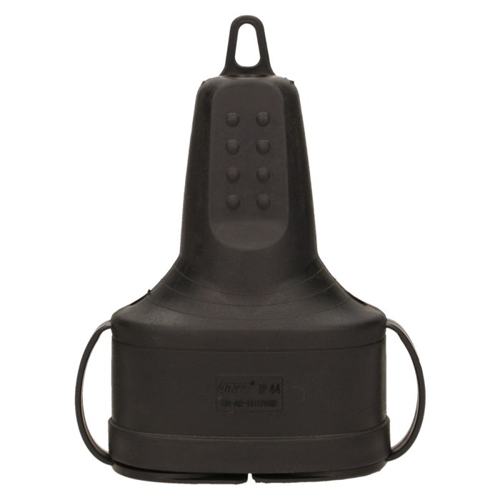 140117-Double rubber plug-in socket with holder, schuko, max. wire cross-section – 2,5mm2, Netherlands and Germany -ORN