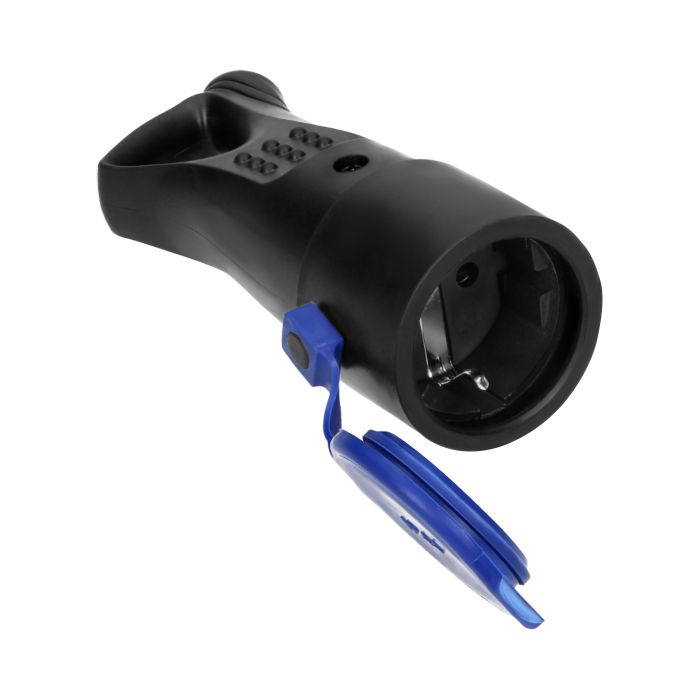140118-Rubber, plug-in socket with holder, schuko 250V / 16A, IP44,  for Netherlands and Germany -ORN