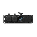 140126-Heavy-duty extension socket, rubber IP44, 3 sockets, very low 5cm profile, for Belgium and France -ORN