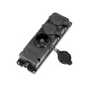 140127-Heavy-duty extension socket, rubber, schuko IP44, 3 schuko sockets, flame-resistant casing, very low 5cm profile-ORN