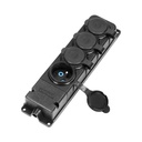 140128-Heavy-duty extension socket, rubber IP44, 4 sockets,  very low 5cm profile, for Belgium and France -ORN