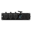 140128-Heavy-duty extension socket, rubber IP44, 4 sockets,  very low 5cm profile, for Belgium and France -ORN