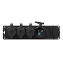 140128-Heavy-duty extension socket, rubber IP44, 4 sockets,  very low 5cm profile, for Belgium and France -ORN