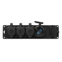 140129-Heavy-duty extension socket, rubber, schuko IP44, 4 schuko sockets,very low 5cm profile for Netherlands and Germany -ORN