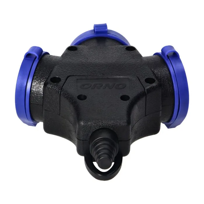 140131- 3-way waterproof extension socket in durable IP44 casing, schuko 3x2P+E, 16A, 230V AC, for Netherlands and Germany-ORN