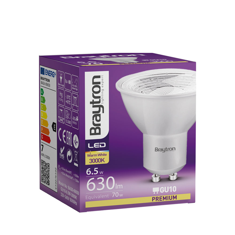 BRY-PREMIUM-6,5W-GU10-38D-3000K-LED AMPUL