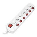 140139-Multiswitch powerstrip  with independent ON/OFF switches for 6 sockets, cable 3x1mm2, 1.5m long, total power consumption of 2300W , for Belgium and France -ORN