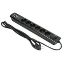 140141-Power strip with surge protection and main switch, black 6 sockets, 2 USB chargers, cable 3x1mm2, 3m long, total power consumption of 2300W, for Belgium and France -ORN
