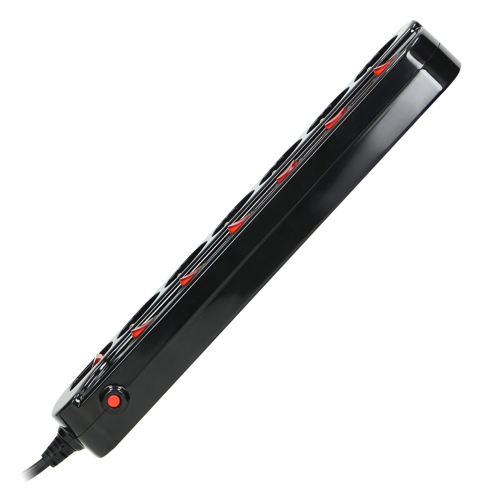 140142-Multiswitch powerstrip, schuko sockets, black with independent ON/OFF switches for 6 schuko sockets , cable 3x1,5mm2, 1.5m long, total power consumption of 3680W, for Netherlands and Germany -ORN