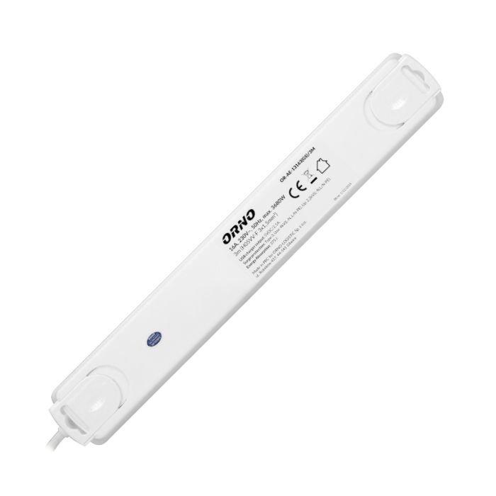 140143-Power strip with surge protection and main switch, schuko 6 schuko sockets, 2 USB chargers, cable 3x1,5mm2, 3m long, total power consumption of 3680W, for Netherlands and Germany -ORN