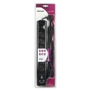 140144-Power strip with surge protection and main switch, schuko, black 6 schuko sockets, 2 USB chargers, cable 3x1,5mm2, 3m long, total power consumption of 3680W, for Netherlands and Germany -ORN