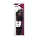 140400-Multiswitch power strip with 6 2P+E sockets, cable 3x1mm², 1.5m long. Thermal protection switch, 10A/230 VAC, black
