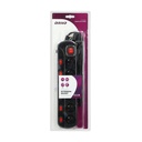 140400-Multiswitch power strip with 6 2P+E sockets, cable 3x1mm², 1.5m long. Thermal protection switch, 10A/230 VAC, black