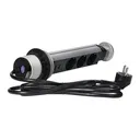 140375-Pop up Ø6cm desk socket with USB charger, 1.8m cable and locking system, 3x2P+E (Schuko), WHITE