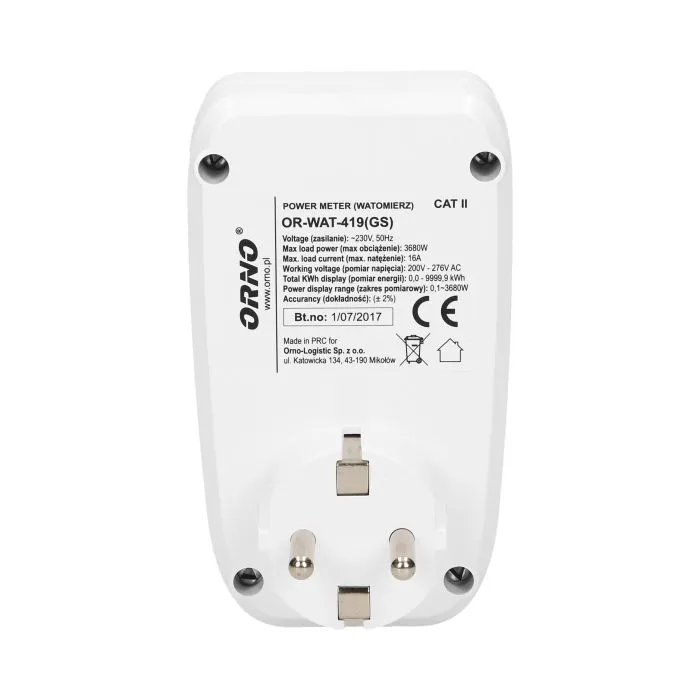 140367-Power meter with LCD display, schuko, for Netherlands and Germany  -ORN