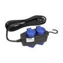 140366-Heavy-duty, splash-proof extension sockets, rubber cord, IP44, H05RR-F 3x1.5mm² - 5m, 2+2 x 2P+E(schuko), for Netherlands and Germany-ORN