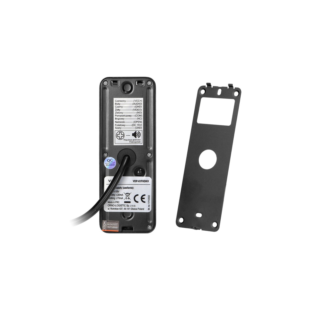 140360-VIFIS FHD video doorphone set (handset-free, code lock, cards/proximity tags reader, mobile app-controlled, DIN rail power supply, black)