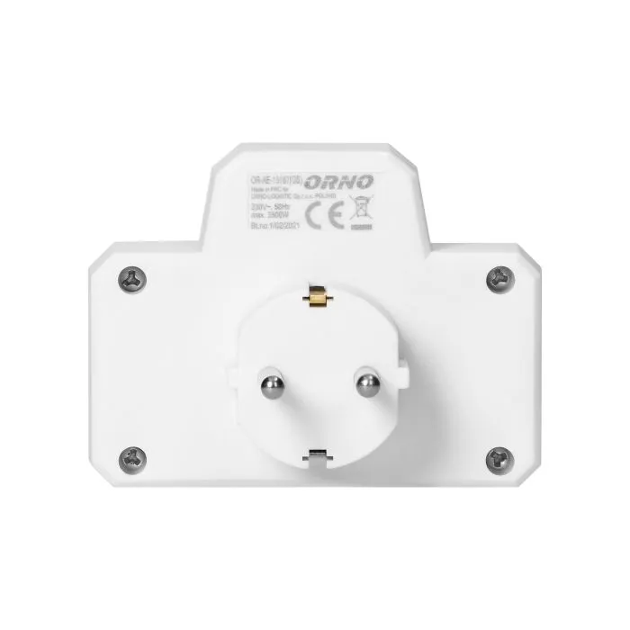 140353-Power splitter 2x2P+E (Schuko) with central switch, white, for Netherlands and Germany -ORN