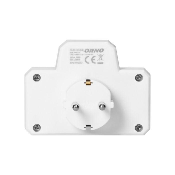 140353-Power splitter 2x2P+E (Schuko) with central switch, white, for Netherlands and Germany -ORN