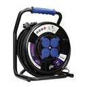 140352- Cable reel, rubber cord, IP44, H07RN-F 3x2.5mm² - 40m, 4 fixed sockets-ORN
