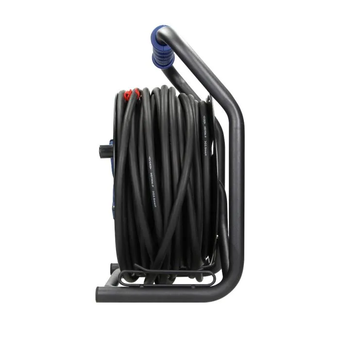 140352- Cable reel, rubber cord, IP44, H07RN-F 3x2.5mm² - 40m, 4 fixed sockets-ORN