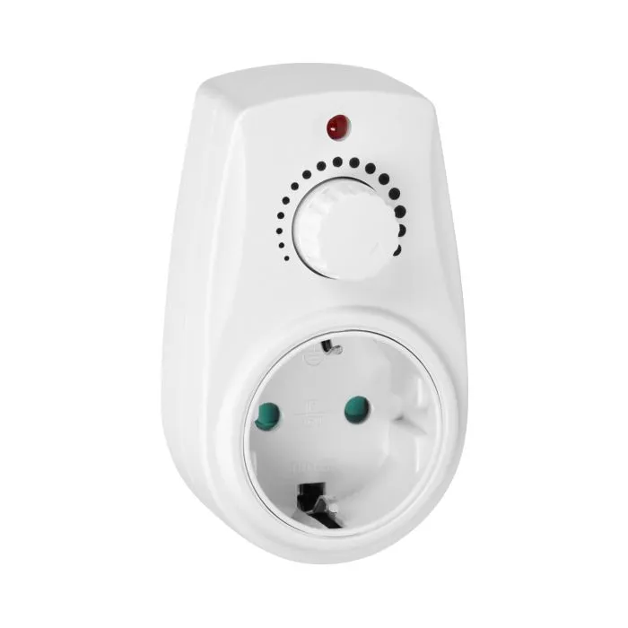 140343- Plug-in dimmer switch with additional power socket (Schuko), max.280W-ORN