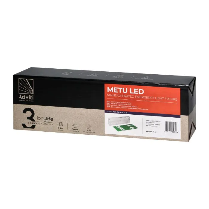 140324- METU LED operated luminaire with emergency mode, 2.7W, 3 hours, IP65, 6000K-ORN