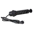 140319- Pop up Ø6cm desk socket with USB charger, 1.8m cable and locking system, 3x2P+E (Schuko), black, for Netherlands and Germany-ORN