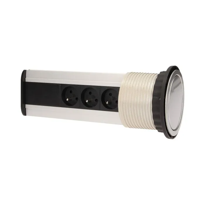 140318- Pop up desk socket ⌀10cm with USB chargers and 1.8m cable, for Belgium and France-ORN