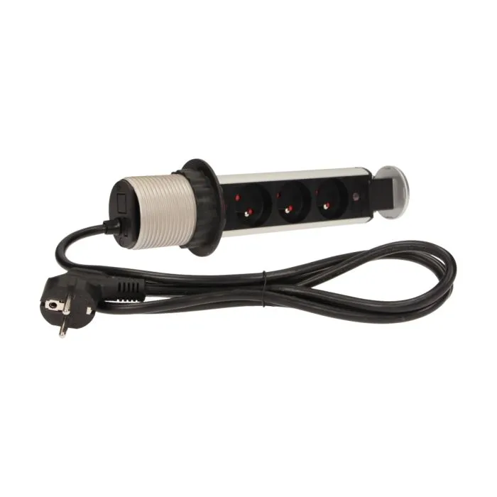 140314- Pop up desk socket ⌀6cm with 1.8m cable, for Belgium and France -ORN