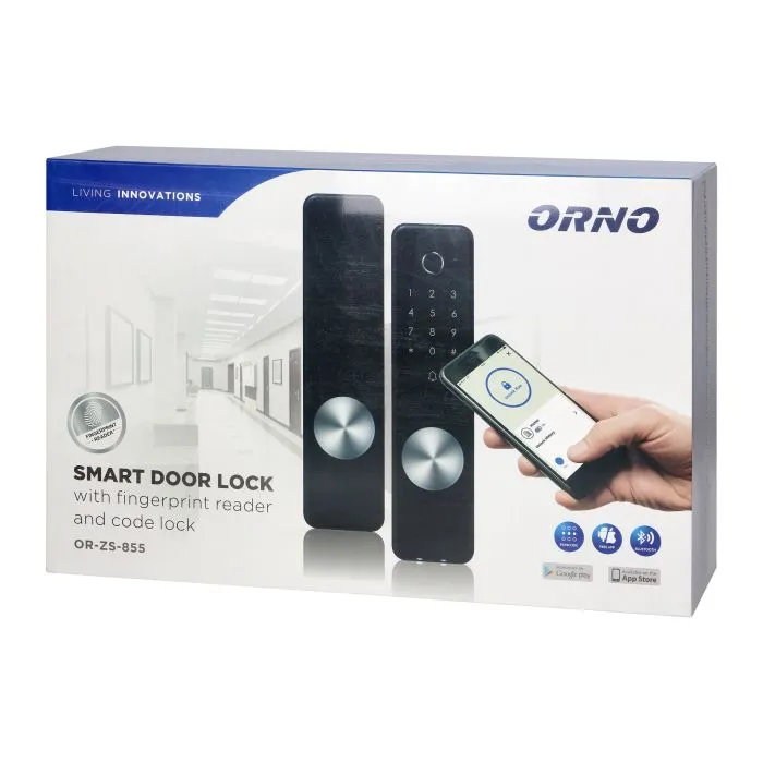 140296- Smart door lock with fingerprint reader and code lock, IP44, long-ORN