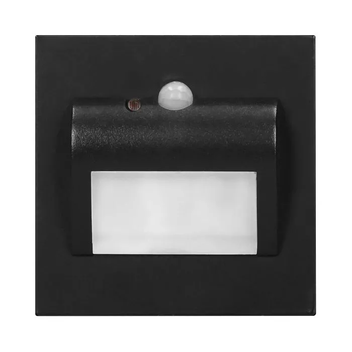 140293-DRACO LED NEW 1.5W, recessed step light, 12VDC, 30lm, 6000K, black, motion and twilight sensor-ORN