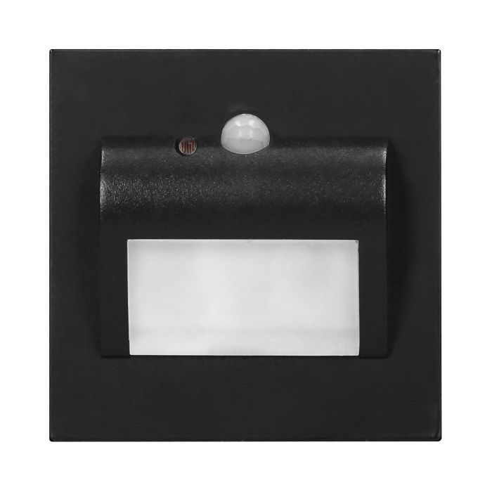 140293-DRACO LED NEW 1.5W, recessed step light, 12VDC, 30lm, 6000K, black, motion and twilight sensor-ORN