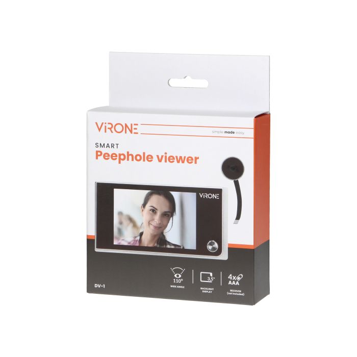 140395 - Electronic door viewer LCD 3.5", wide-angle lens, battery-operated, silver