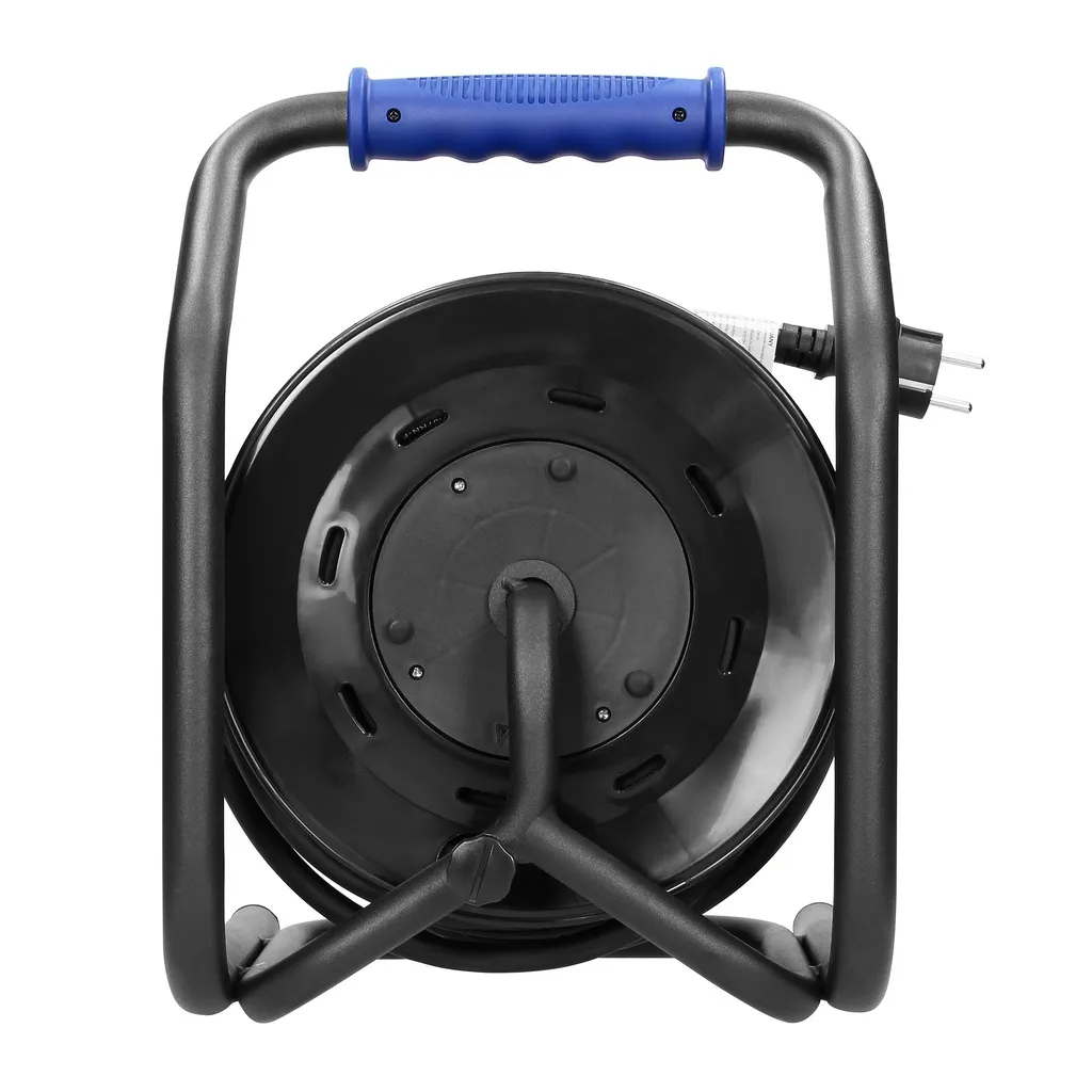 140516-Cable reel, rubber cord, IP44, H07RN-F 3x2.5mm² - 20m, 4 fixed sockets-ORN