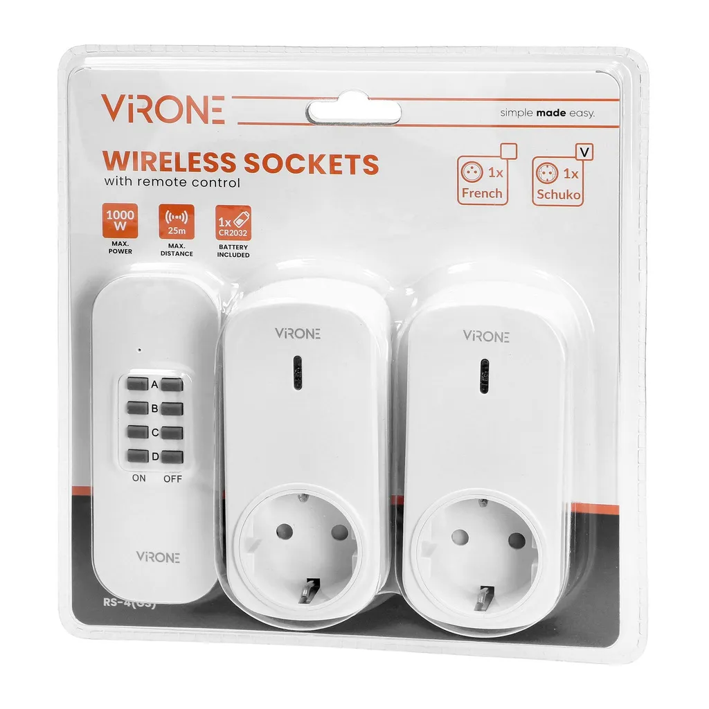 140372 - Set of wireless sockets with remote control, 2+1, Schuko for Netherlands and Germany