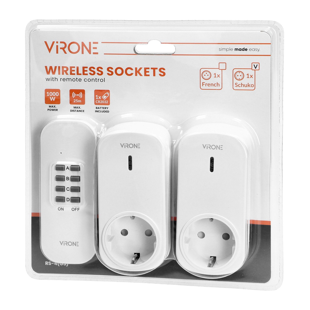 140372 - Set of wireless sockets with remote control, 2+1, Schuko for Netherlands and Germany
