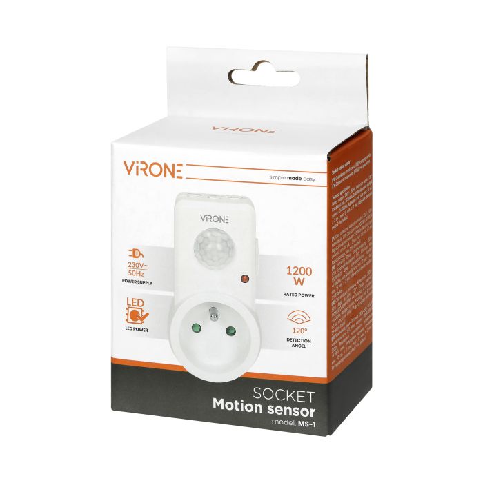 140465 - Plug-in motion detector, 120° IP20, 280W