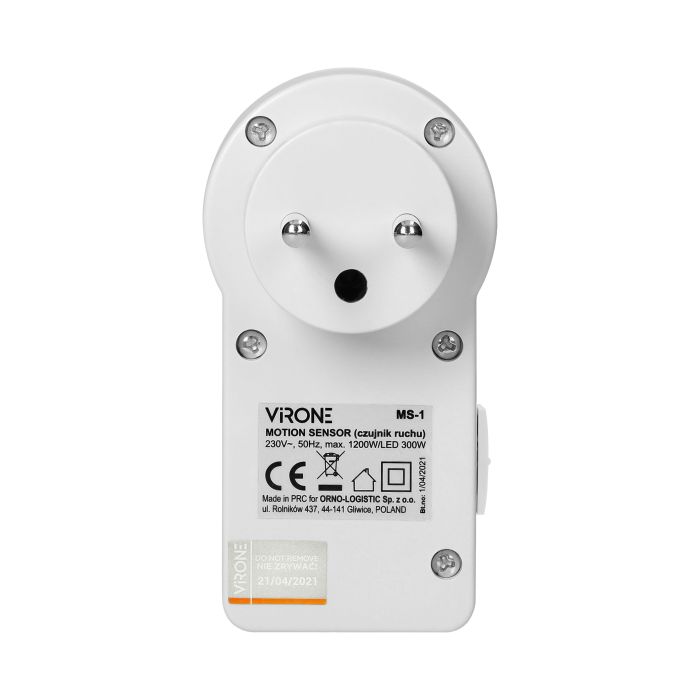 140465 - Plug-in motion detector, 120° IP20, 280W