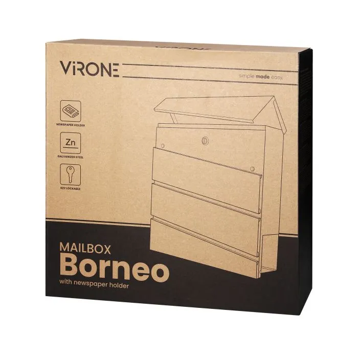 140480 -BORNEO mailbox with newspaper holder, galvanized steel, anthracite