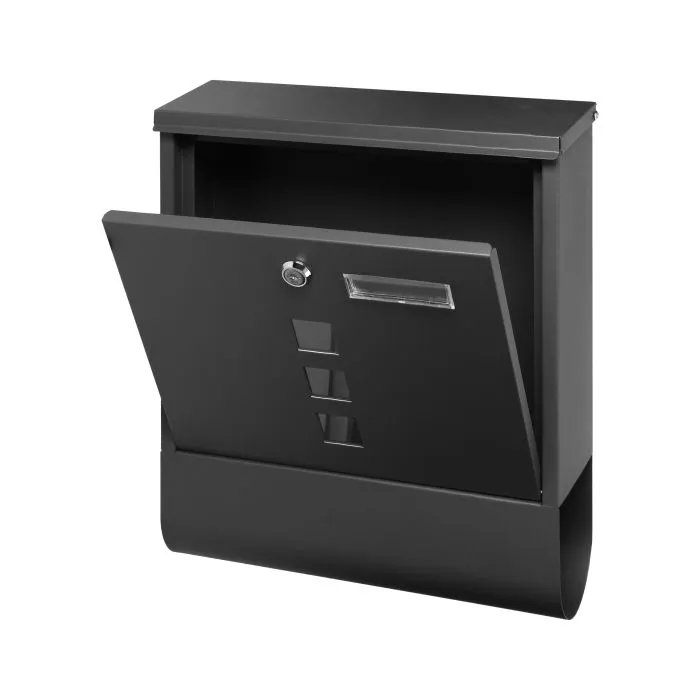 140483 - HAITI mailbox with newspaper holder and name plate, galvanized steel, black