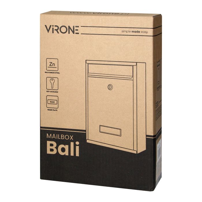 140484 -Small BALI mailbox with name plate, galvanized steel, anthracite