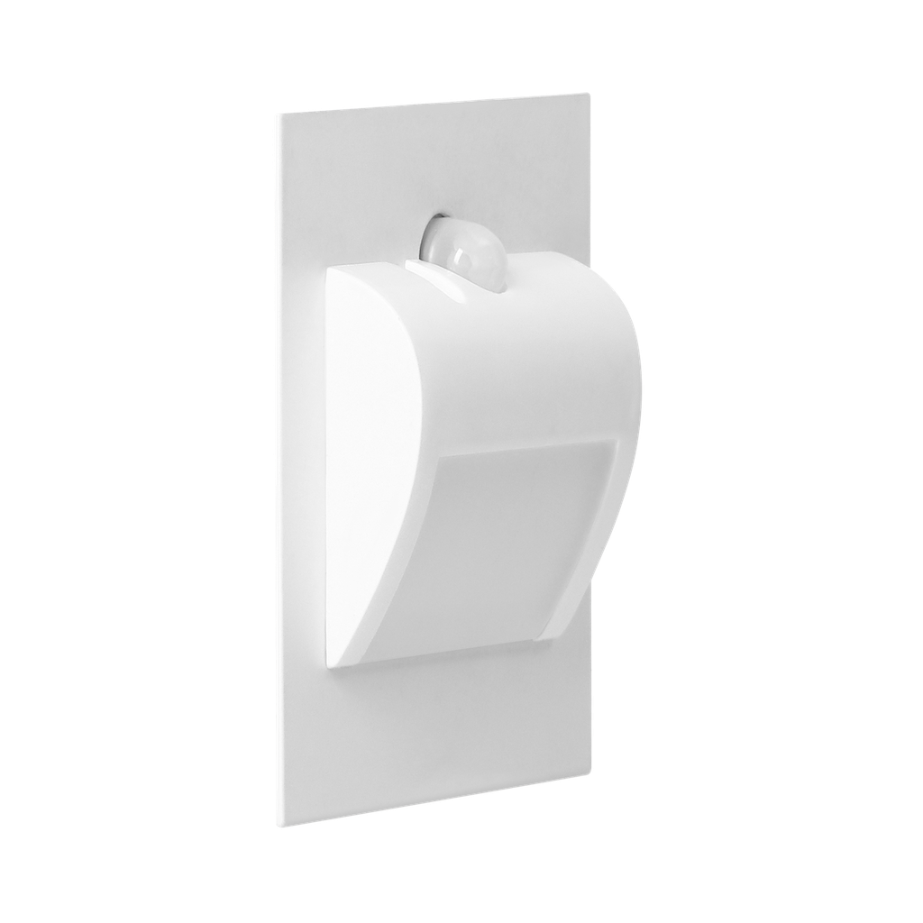 140521-DRACO LED NEW 1.5W, recessed step light, 12VDC, 30lm, 6000K, white, motion and twilight sensors