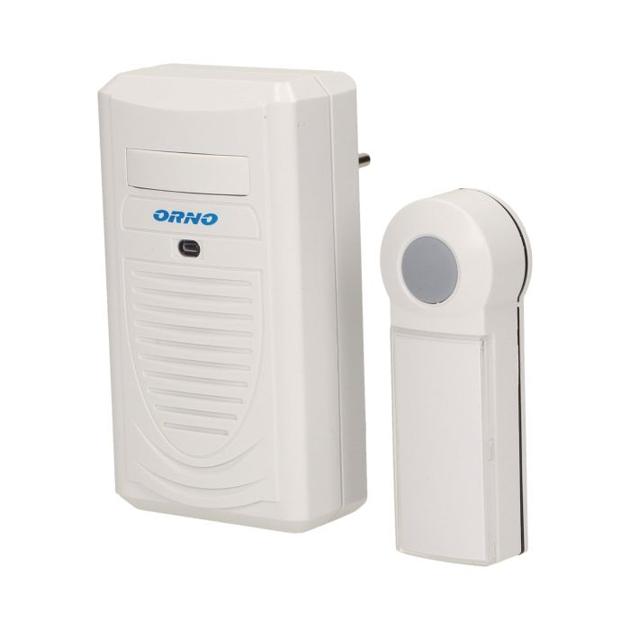 140533 - DISCO DC wireless doorbell, 230V with learning system AC 230V, range in open field: 70 m, color - white, waterproof button (IP44)