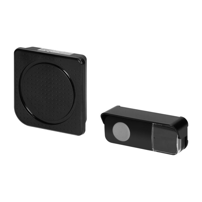 140538 - TOGI AC wireless doorbell, 230V with learning system, black range in open field - up to 200m, waterproof button (IP56), 38 selectable ring-tones