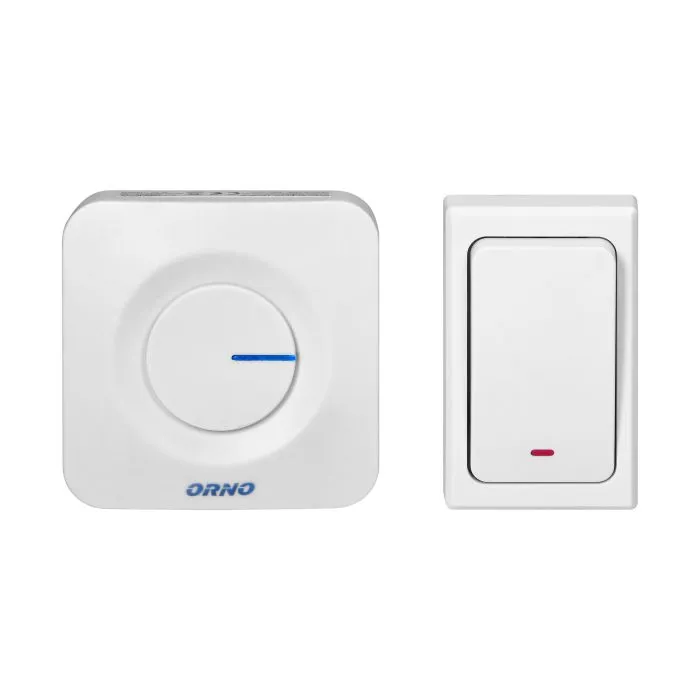 140543 - ONDO AC wireless doorbell, white plug-in system, with battery-free button, learning system, 36 ringtones, operation range up to 200m