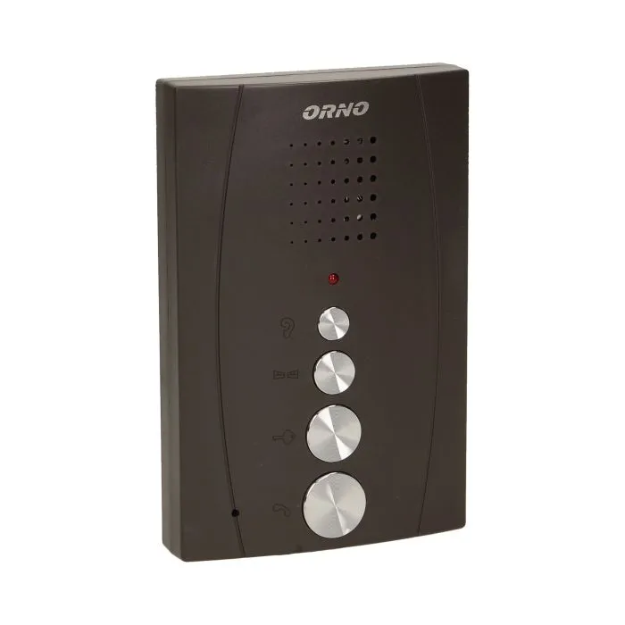 140555 - Single family doorphone, handset free, ELUVIO INTERCOM aluminium housing; surface mounted; wires 4+2; loudspeaker; additional button - gate control function; black indoor unit