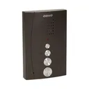 140555 - Single family doorphone, handset free, ELUVIO INTERCOM aluminium housing; surface mounted; wires 4+2; loudspeaker; additional button - gate control function; black indoor unit