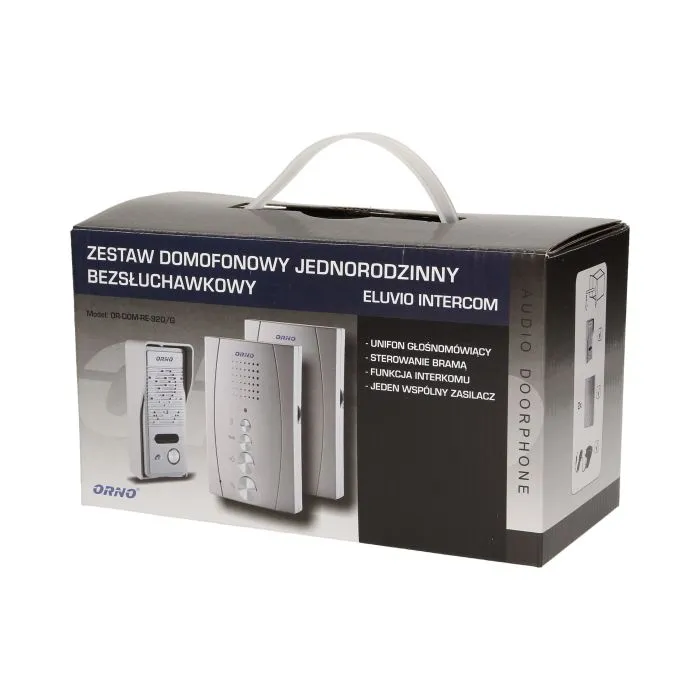 140556 - Single family doorphone, handset free, ELUVIO INTERCOM aluminium housing; surface mounted; wires 4+2; loudspeaker; additional button - gate control function; grey indoor unit